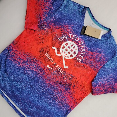 Nike Men's Dri-Fit USA Miler Track Field Running Top T-Shirt Size S Short Sleeve