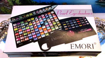 EMORI Pearl Eyeshadows 100 Color Eyeshadow Kit in Mirrored Case w/ Descriptions