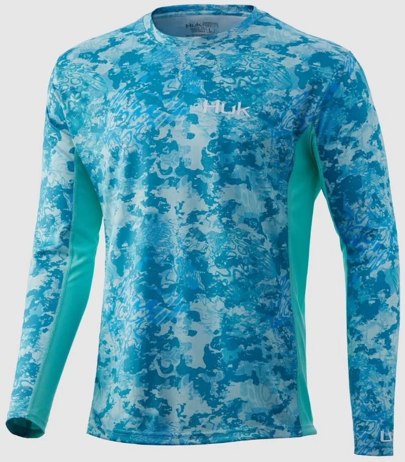 HUK Mens Icon X Tide Change Sea Floor Long Sleeve Shirt - Mens Medium