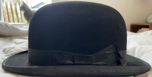 Vintage John B. Stetson Black Felt Derby Bowler Hat DAC Ventilation - Picture 2 of 9