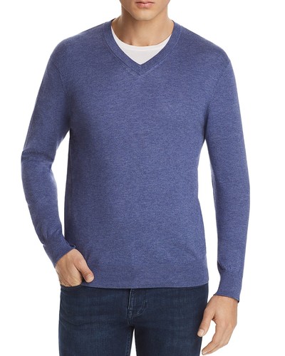 V-Neck Cotton-Cashmere Sweater, Size 