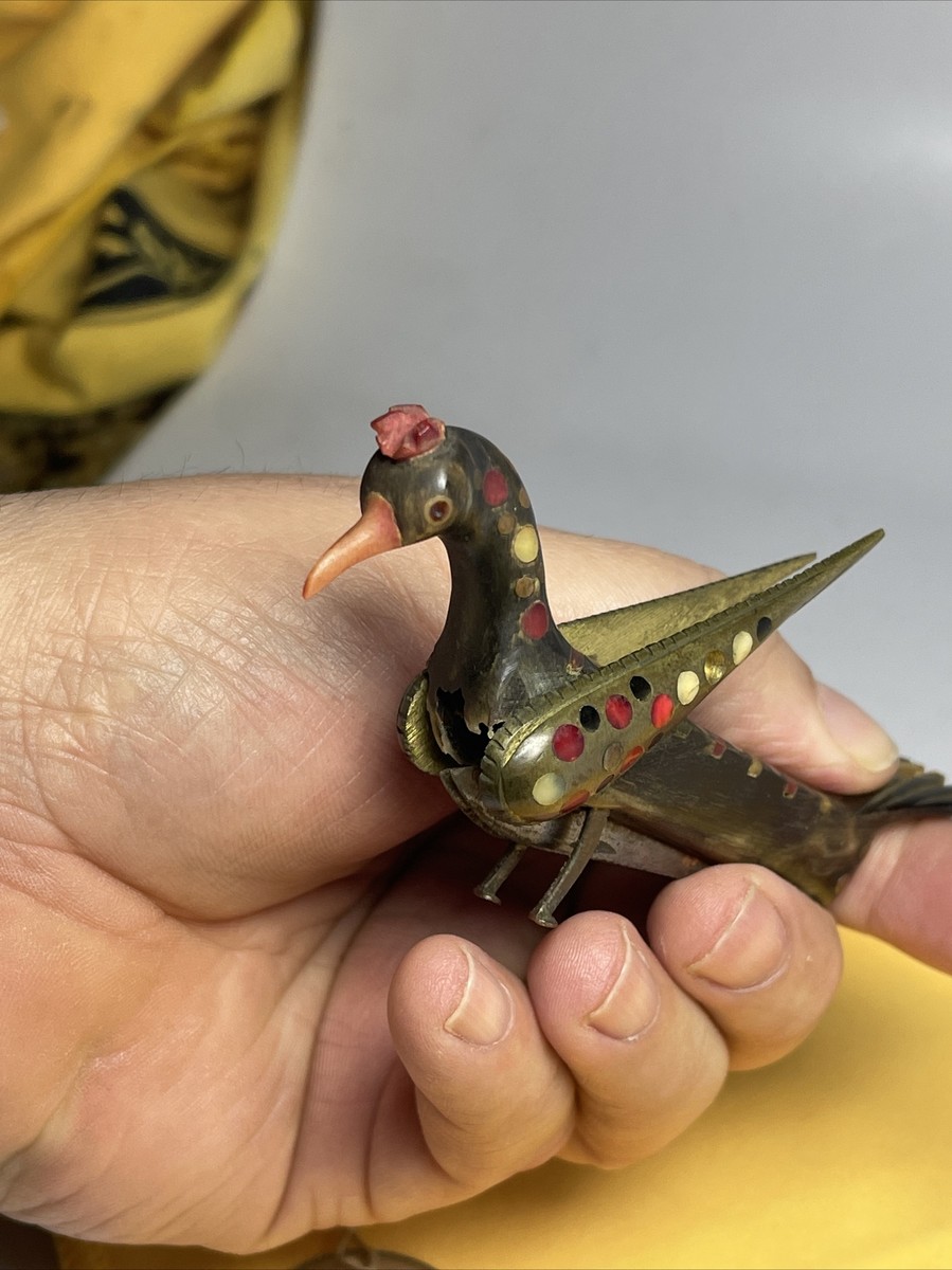 古代イラン・白地把手付花瓶 スーサ出土 土器 古美術 古玩 骨董 WWTT229 VINTAGE LEBANON CARVED HORN FIGURAL BIRD KNIFE coral