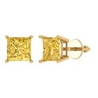 Citrine Stud Earrings for Women, Screw back (4 cttw, 7.0mm, Princess-Cut)