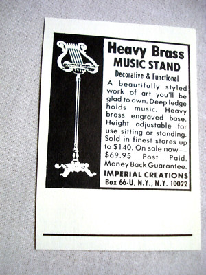 1977 Ad Heavy Brass Music Stand, Imperial Creations, N.Y, N.Y.