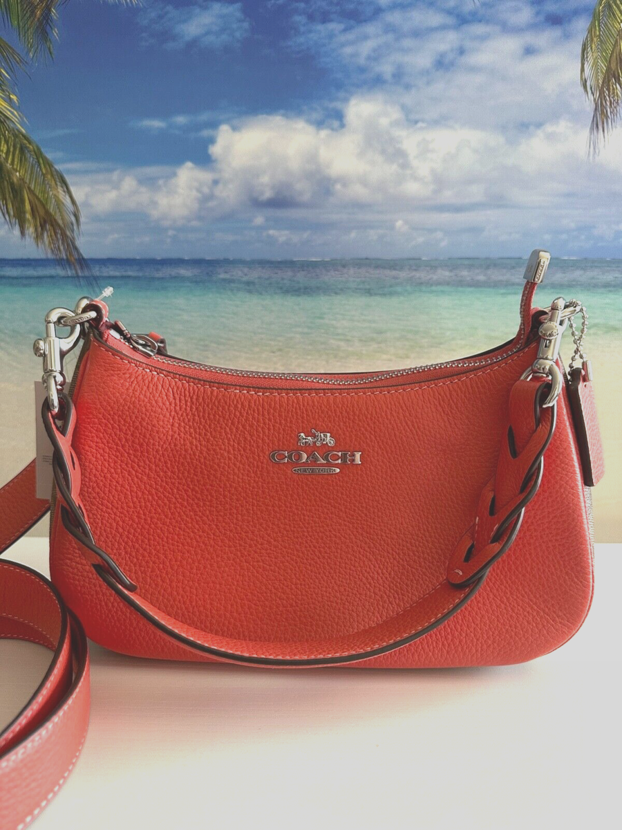 NWT COACH CJ590 Teri Shoulder Bag KhakI/Tangerine | eBay