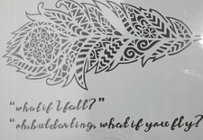 Feather Mandala Stencil Reusable Painting Inspirational Quote Success New