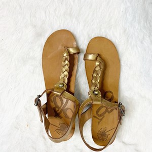 OTBT Womens St Croix Wedge Sandals Size 8 M Gold Ankle Strap Braided Leather | eBay