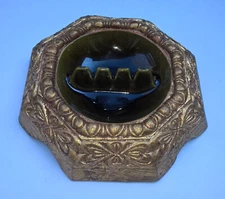 California Pottery 3 Slot Ceramic Ashtray Vintage Mid Century Modern Gold Green