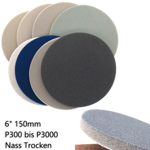 150 mm 6" abrasifs velcro grain P300 à P3000 papier abrasif sec humide - Photo 1/10