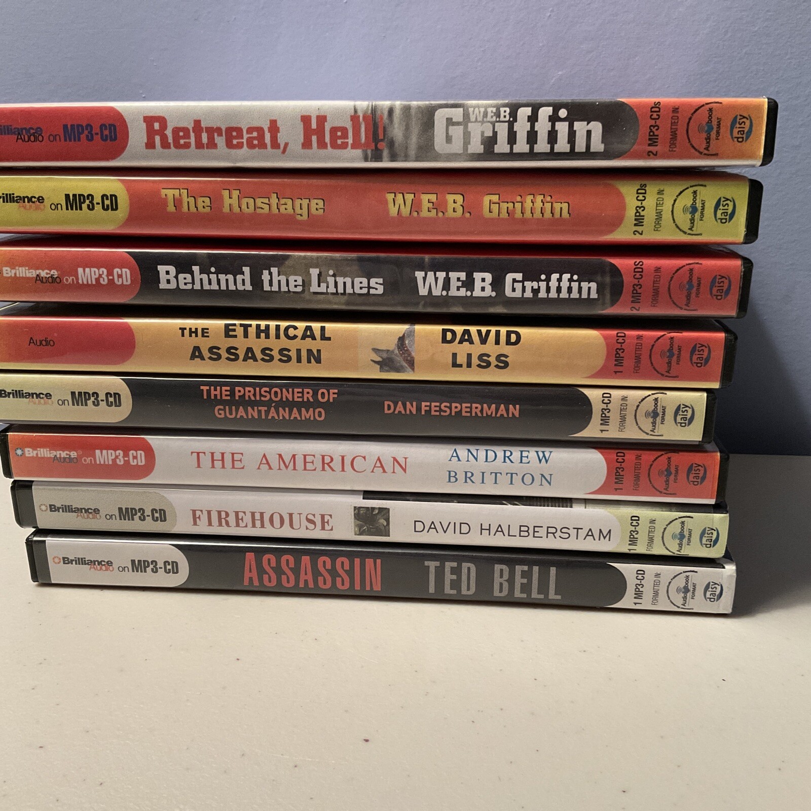MP3 Audio Books On CDs (Lot of 8), Mixed Authors Griffin, Bell, Liss