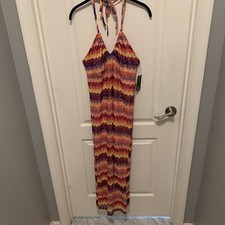 Wild Fable Small Dress , Multi Color W/ Tags , Halter Neck/Lace Up Back/Slit. M