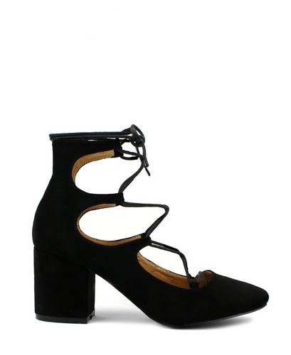 LADIES LOW BLOCK HEEL LACE UP TIE CLOSED TOE FAUX SUEDE SHOES | eBay