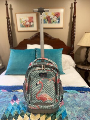 Tilami Kids Rolling Backpack 18 inch Boys and Girls School Laptop Flamingos NEW