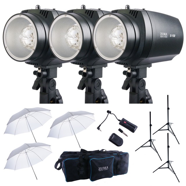450W Strobe Flash 3PCS Kit Monolight Photography Lighting Photo Studio