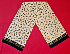 SCARF VINTAGE AUTHENTIC FASHION ART ACCESSOIRES WHITE BLUE YELLOW LONG WOMENS