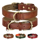 Soft Leather Dog Collar Heavy Duty Durable Brass Buckle for Small to Large Dogs