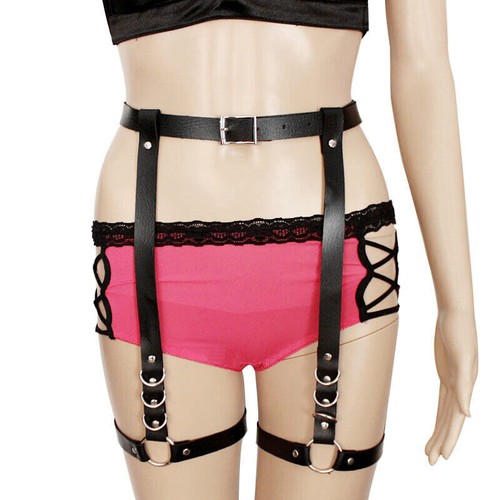 Imbracatura Donna Donna Sexy Punk Pu Pelle Harajuku Giarrettiera Vita Regolabile US - Foto 3 di 12