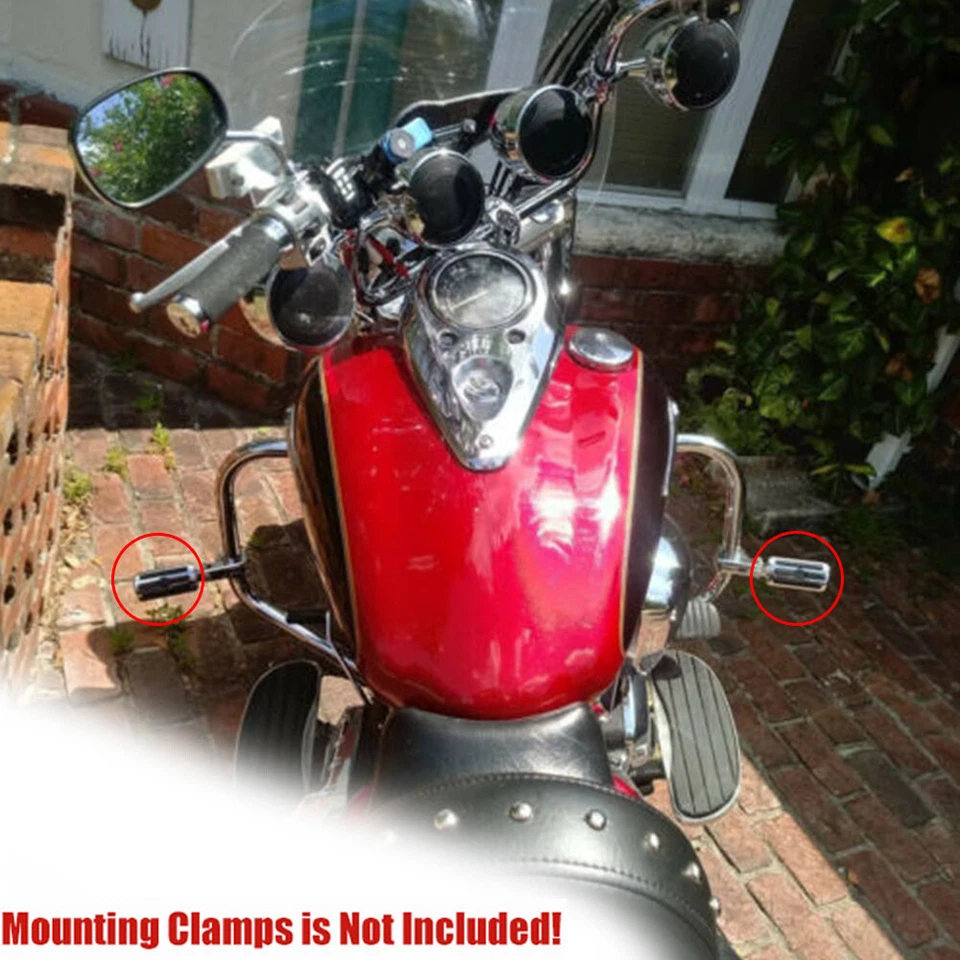 Pedales reposapiés cromados de carretera para motocicleta barra de choque para Harley Touring Foto 3 de 4