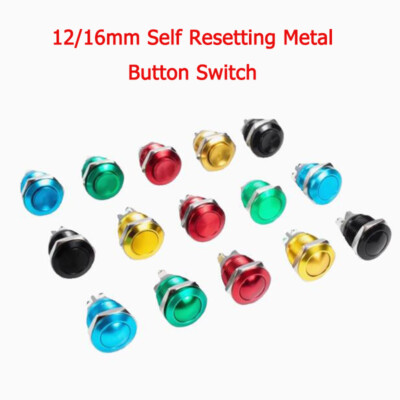 12/16mm Self Resetting Metal Button Switch With Fully Oxidized Screw Welding Pin