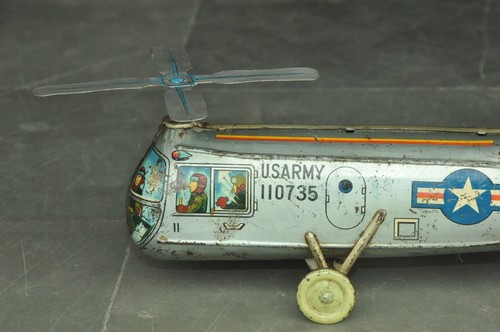Vintage Wind Up ALPS R.F Mark Piasecki Army Mule Litho Helicopter Tin Toy,Japan - Picture 7 of 13