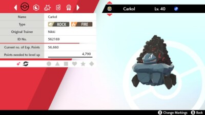 Pokemon Sword and Shield Shiny Carkol [NOT hacked]