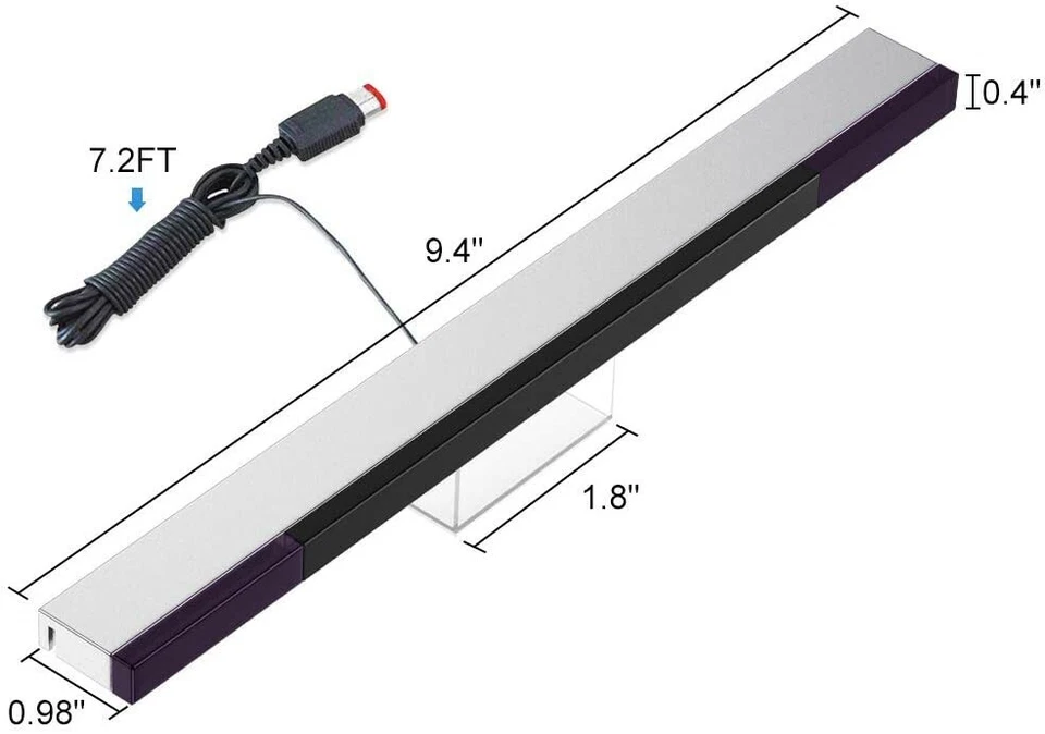 SENSOR BAR FOR NINTENDO WII & WII U WITH STAND WIRED INFRARED RECEIVER - NEW - Image 2 of 3