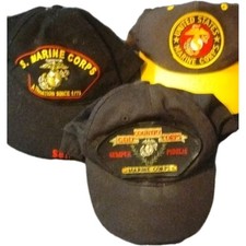 U.S. Marine Corps USMC Embroidered Snapback Baseball Caps Hats Lot of 3