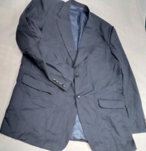 52 Men's Blazer Blue French Crown Navy Blue Silk Blend dble back vent Lgth35"