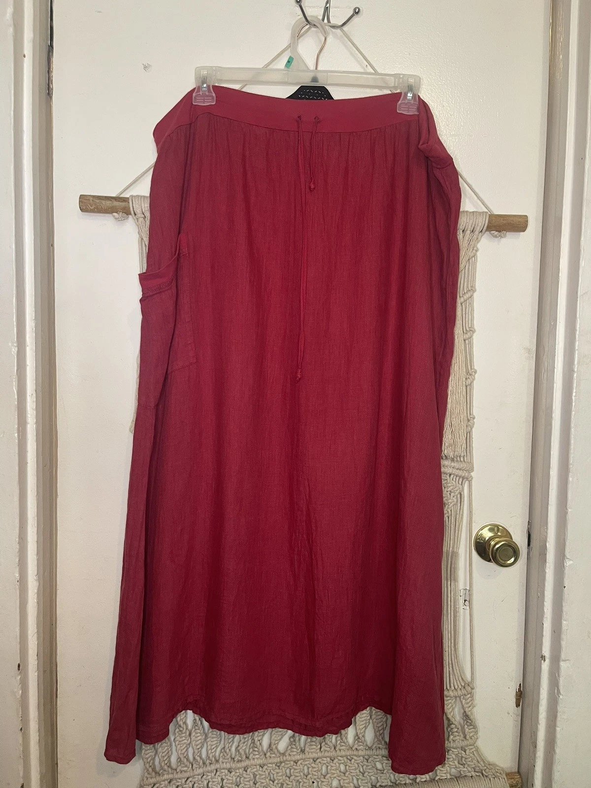 Flax Jeanne Engelhart Linen Long Skirt Women's 1G Maxi Pencil Drawstring Red