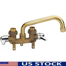 Brass Laundry Faucet Utility Sink W/ Garden Hose Adapter 2 Handle Chrome New