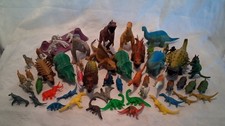 55 Assorted Plastic Dinosaur Figures Lot Mixed Colors/Styles Pretend Play