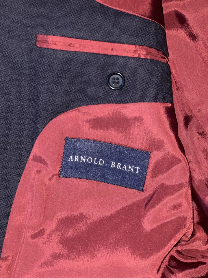 Blazer Arnold Brant Para Hombres 42R Azul Marino 100% Lana Tela Loro Piana Abrigo Deportivo Foto 4 de 4