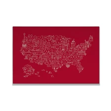 US Map Canvas Wall Art 18x27 Gallery Wrapped Modern Print for Home Decor