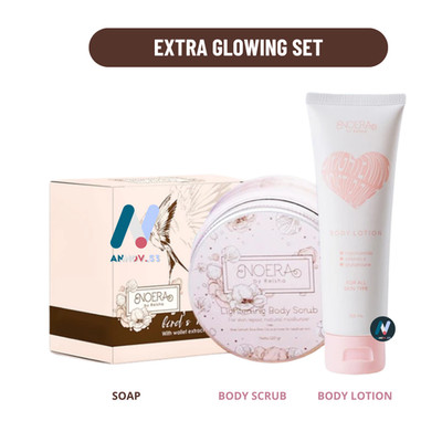 NOERA SET 3 Soap Body Scrub Lotion Moist Collagen Anti-Aging Antioxidant Nourish