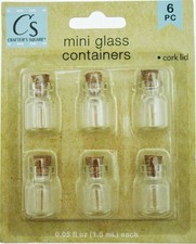 Miniature Glass Cork Lid Bottles - 6 Pack Mini Glass Containers Crafter's Square