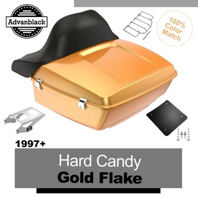 Advanblack Hard Candy Gold Flake King Pack Trunk Luggage Fits Harley Touring 97+