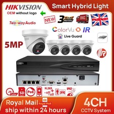 Hikvision OEM 4CH 4POE CCTV System 5MP Hybrid Light IP Cameras 2-way Audio Lot