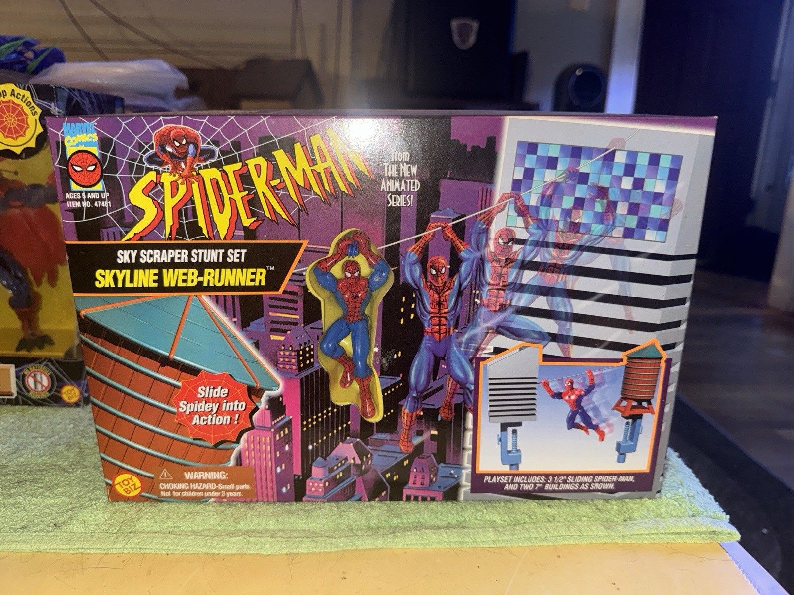 Spider-Man Animated Series Skyline Web-Runner Stunt Set Toy Biz MIB 1996