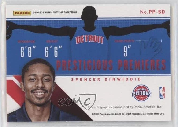 2014 Prestige Prestigious Premieres Signatures Spencer Dinwiddie Rookie Auto RC - Image 2 of 2