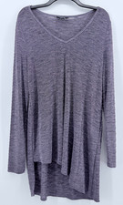 Simply Vera Wang womens blouse Purple long Sleeve asymmetrical minimalist large