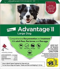 Bayer Advantage II for Dogs Red 21-55lbs 4 doses Repels Kills