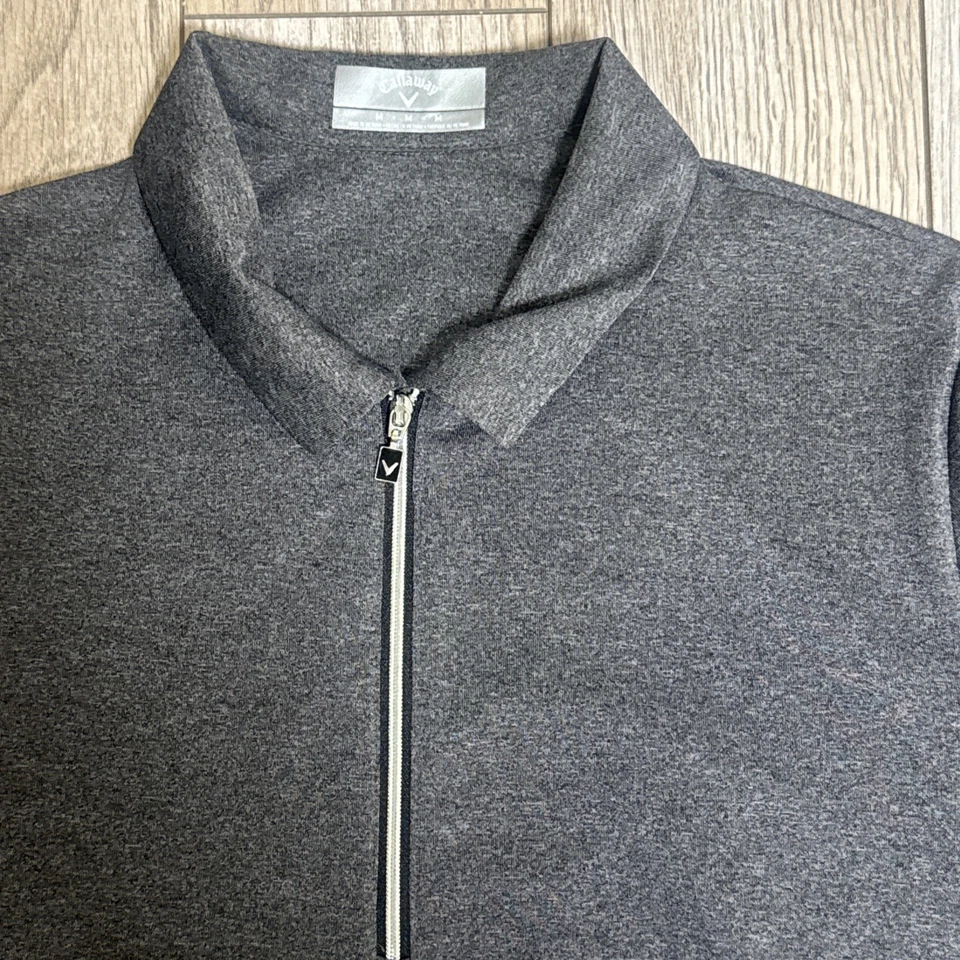 Camisa polo de golf Callaway Opti-Dri para mujer negra jaspeada 1/4 cremallera talla mediana Foto 2 de 3