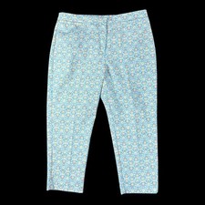 Ruby Rd Petite Womans Size 16P Cropped Pants Blue Geometric Medallion Floral