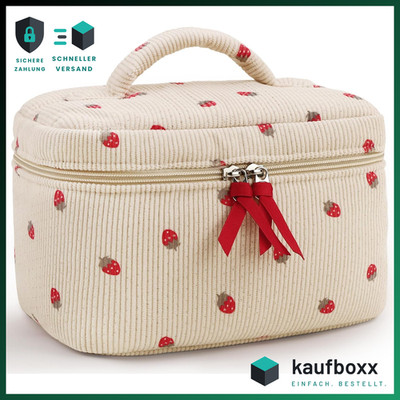 Kosmetiktasche Damen Aesthetic Erdbeere Reise Kulturtasche Makeup Tasche