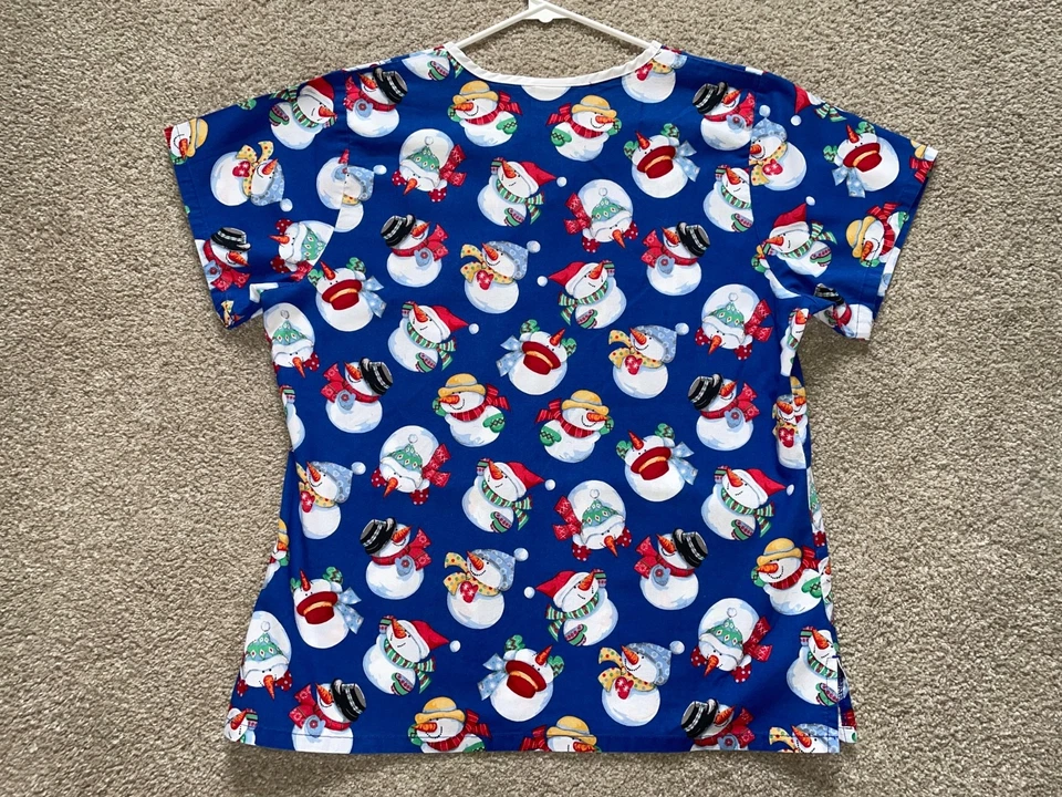 Blusa Médica Tafford Mujer Navidad Invierno Muñeco de Nieve Azul Multicolor Foto 2 de 4