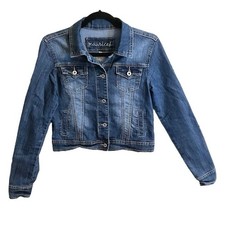 Maurices Short Jean Jacket Women’s Blue Denim Stitching Pockets Stretchy SZ S