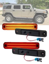 For 2003-2009 HUMMER H2 Pickup LED Side Marker Light Front Rear Set Amber Red 4X