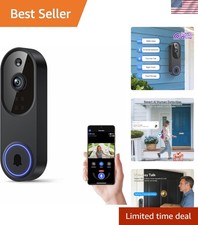 Black Video Doorbell with AI Motion Detection  Night Vision Features