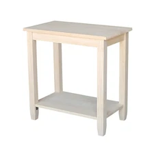 IC International Concepts, Solano Accent Table, Solid Real Wood, Sturdy Paraw...