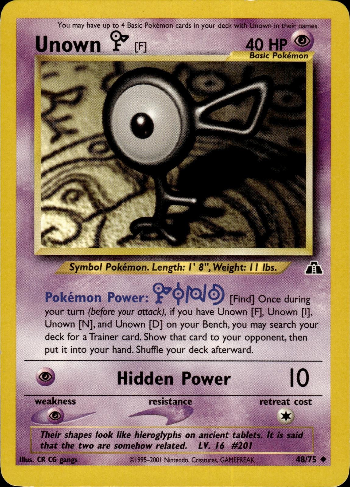 Pokemon Neo Discovery Uncommon Unown [F] 48/75 - Near Mint (NM)